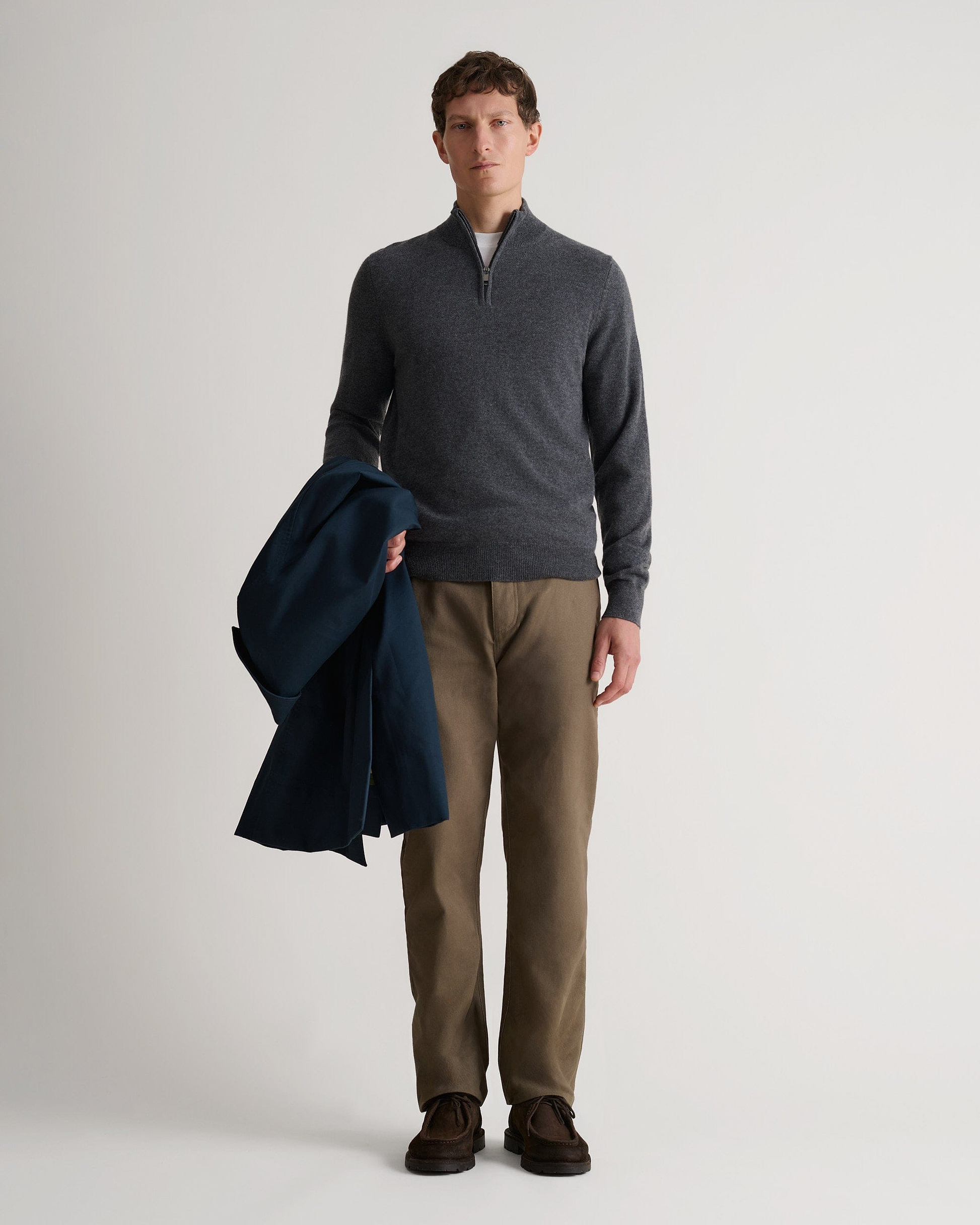 Men's Finest Cashmere 1/4 Zip Jumper - Graphite