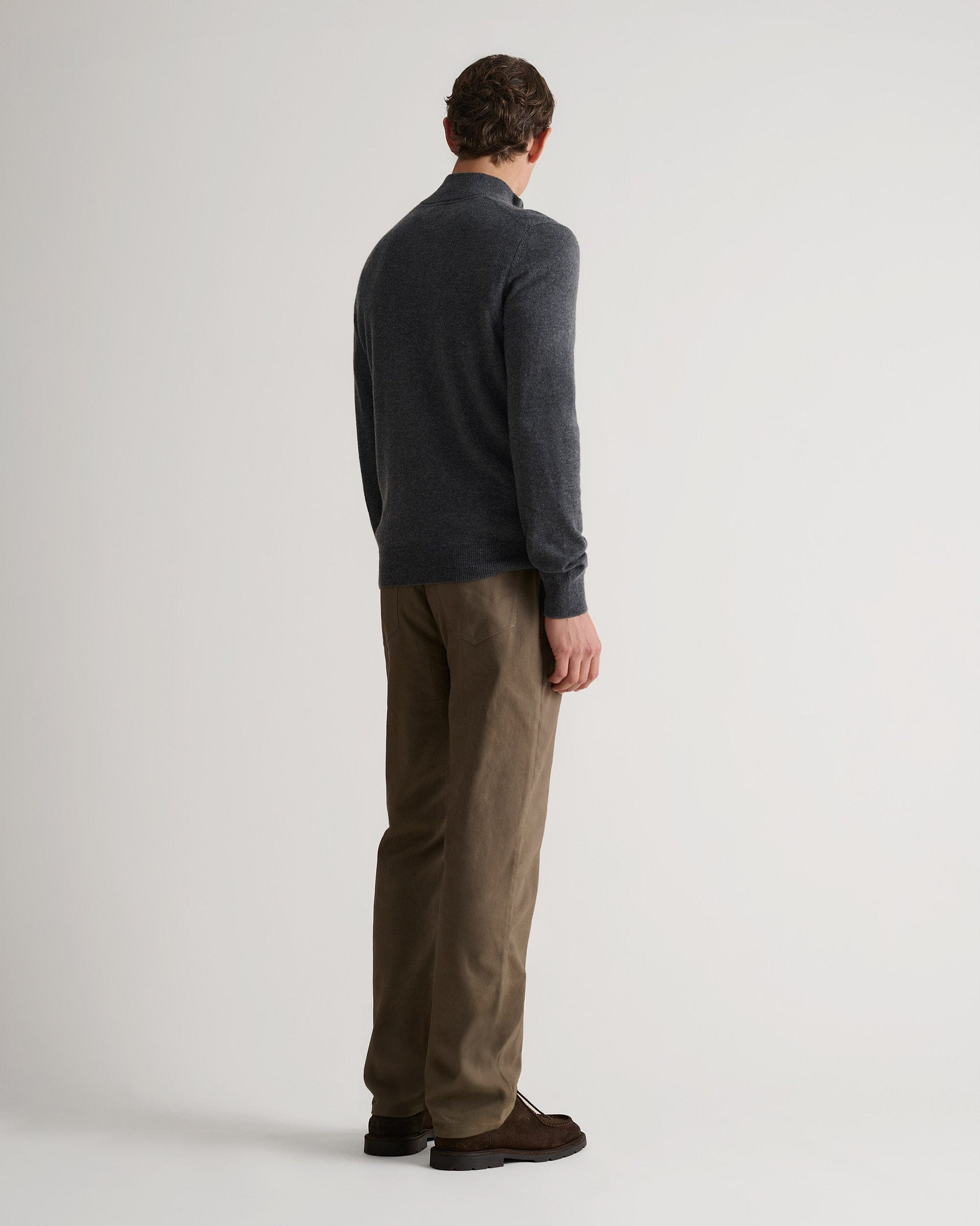 Men's Finest Cashmere 1/4 Zip Jumper - Graphite