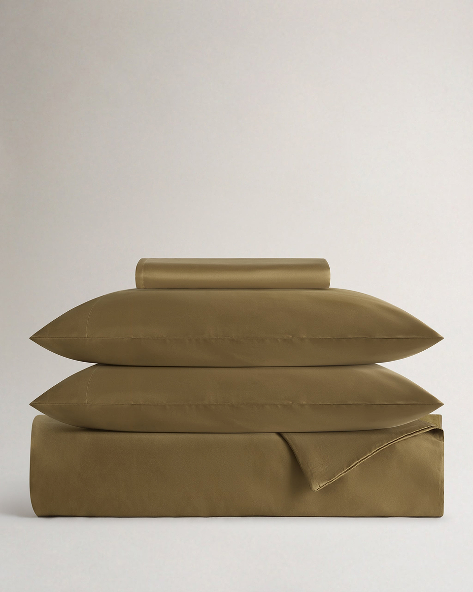 Soft & Smooth Cotton Sateen Duvet Set - Golden Olive
