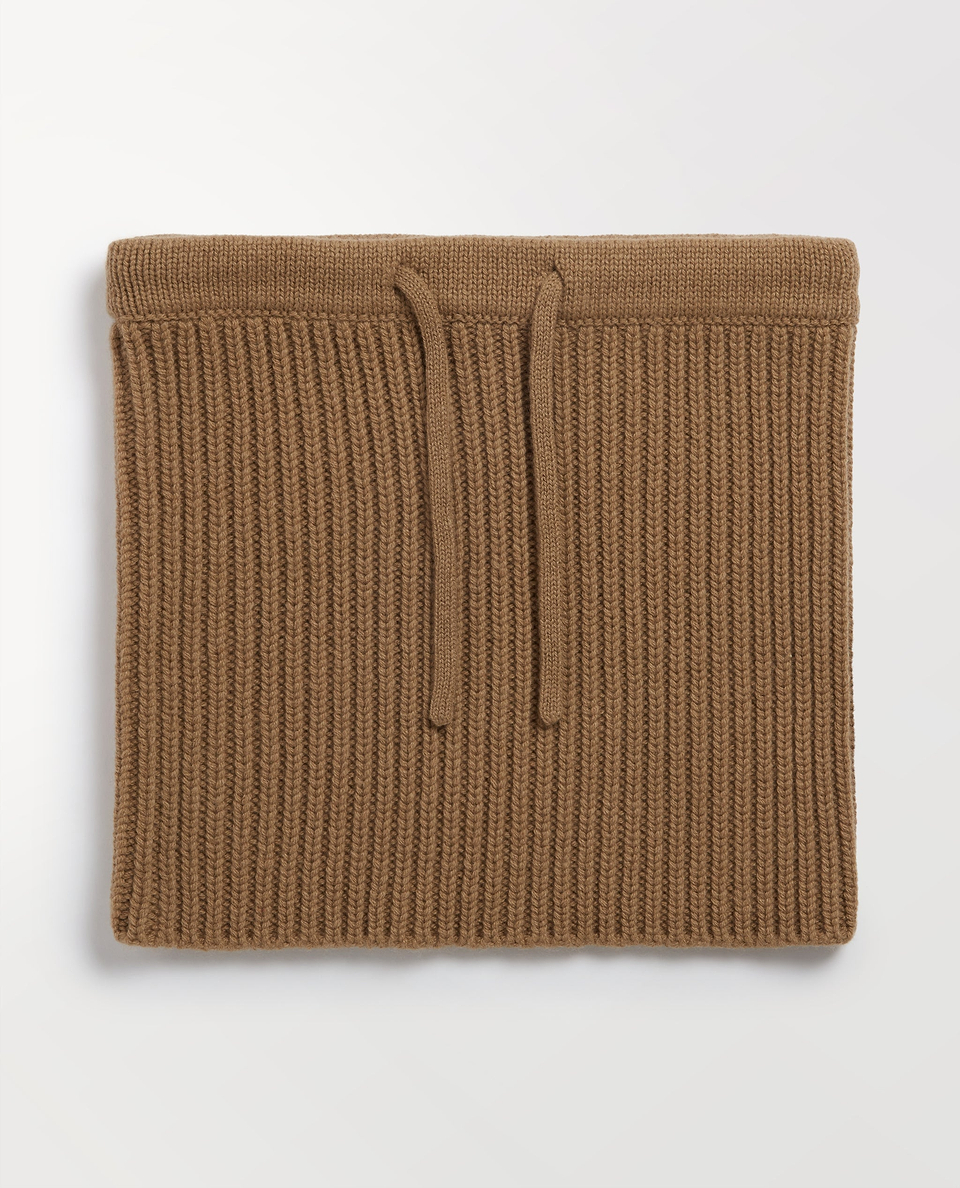Cashmere Merino Drawstring Snood - Camel