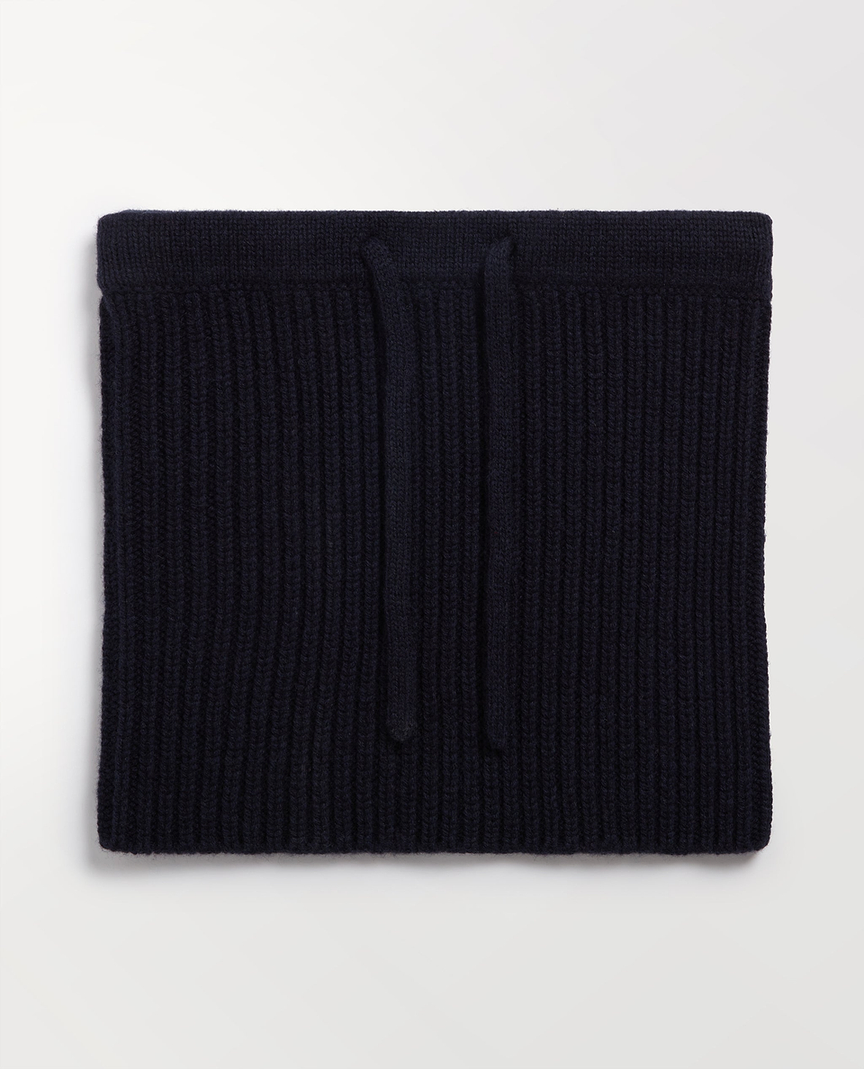 Cashmere Merino Drawstring Snood - Mood Indigo