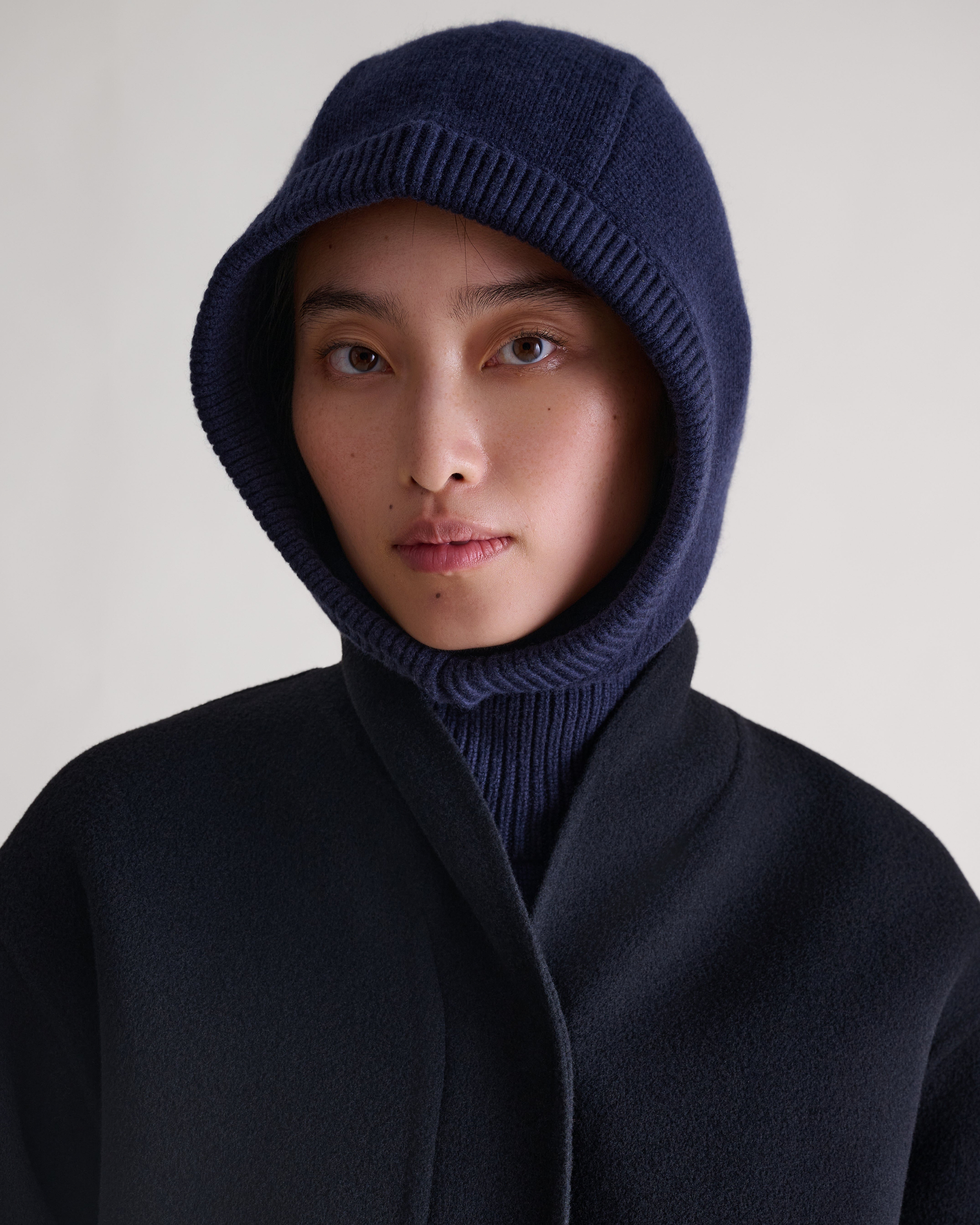 Women's Cashmere Merino Knitted Hood - Mood Indigo