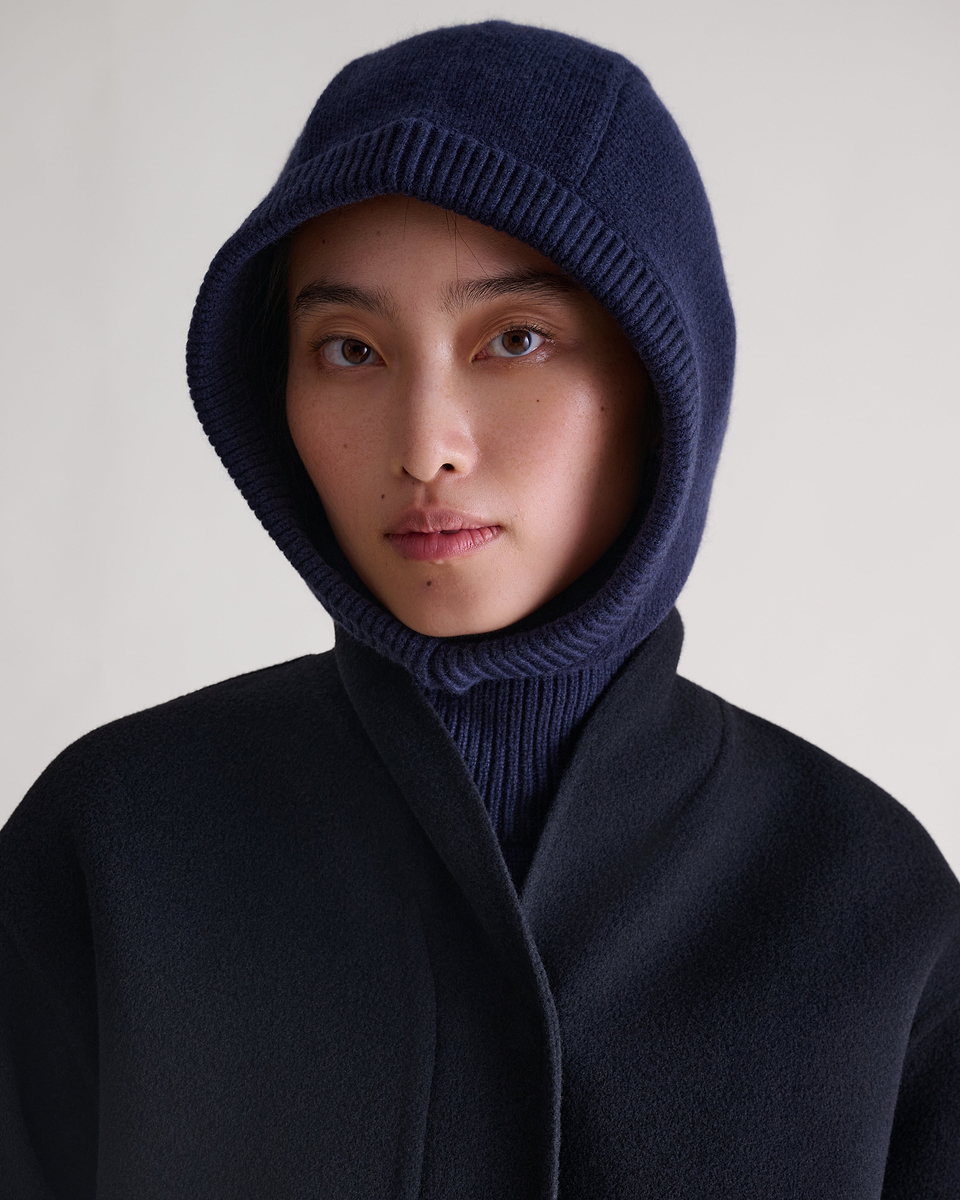 Women's Cashmere Merino Knitted Hood - Mood Indigo