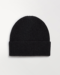 Women's Cashmere Merino Ribbed Knit Beanie - Charcoal
