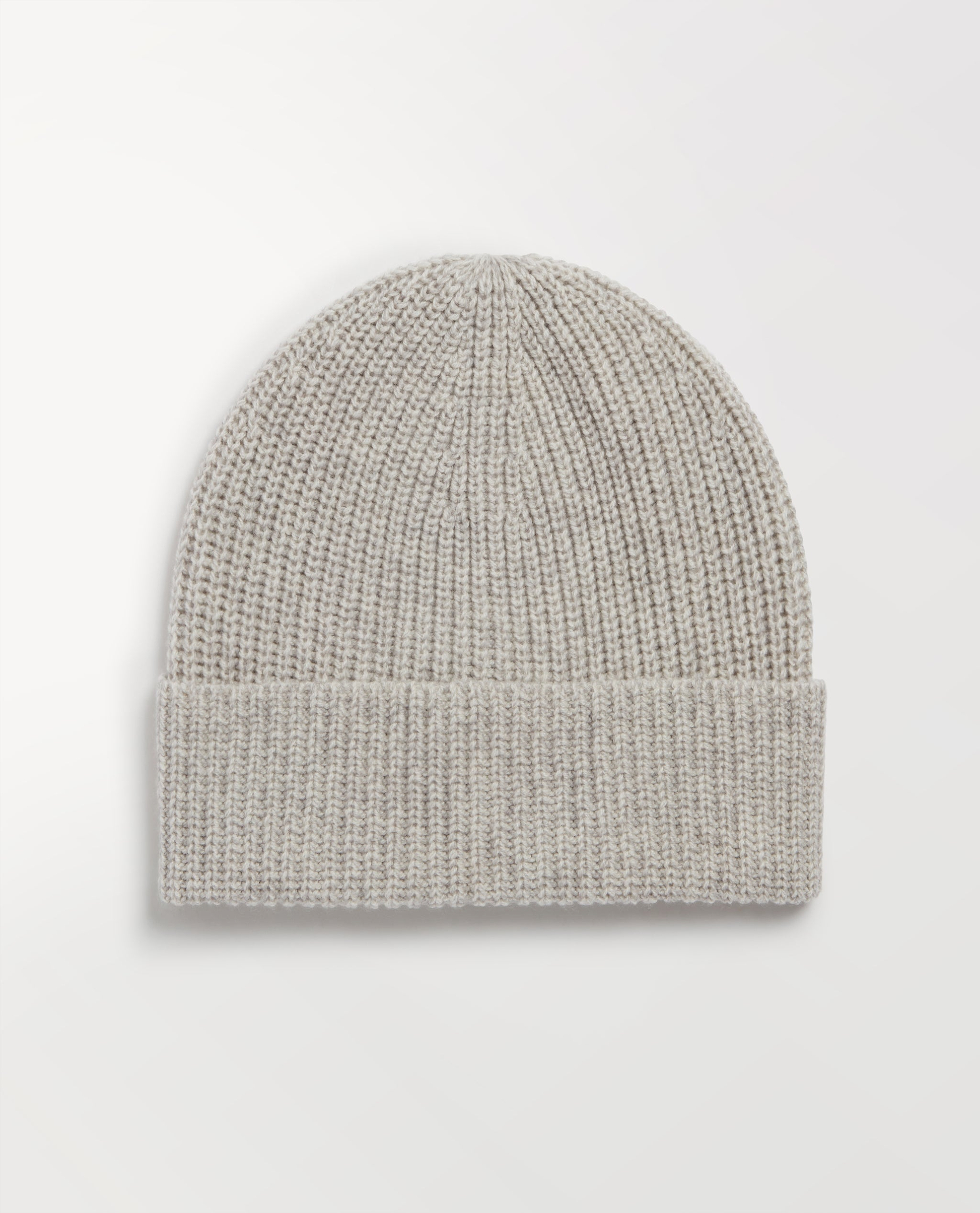 Men's Cashmere Merino Ribbed Knit Beanie - Travertine Moulinee