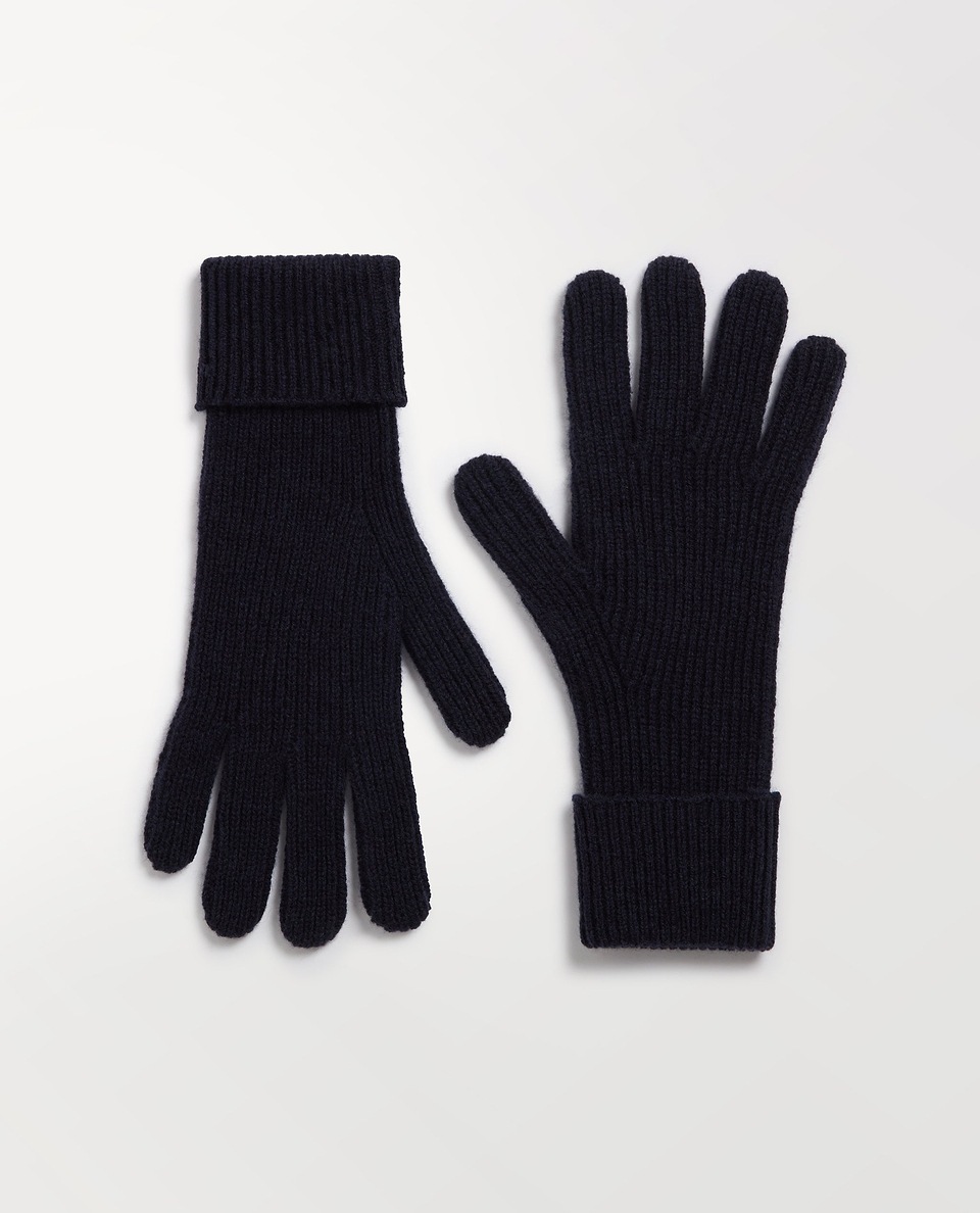 Men's Cashmere Merino Ribbed Gloves - Mood Indigo