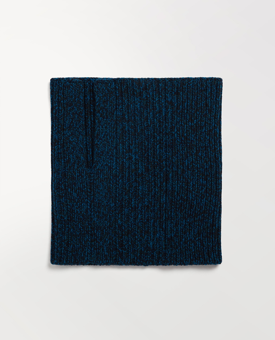 Women's Cashmere Merino Ribbed Collar - Mood Indigo Moulinee