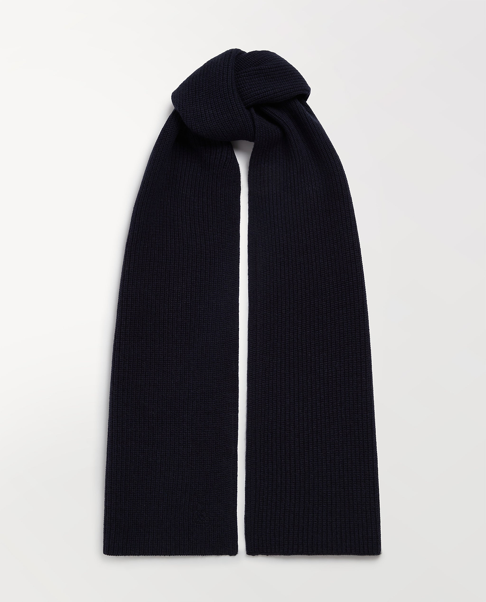 Men's Cashmere Merino Ribbed Scarf - Mood Indigo