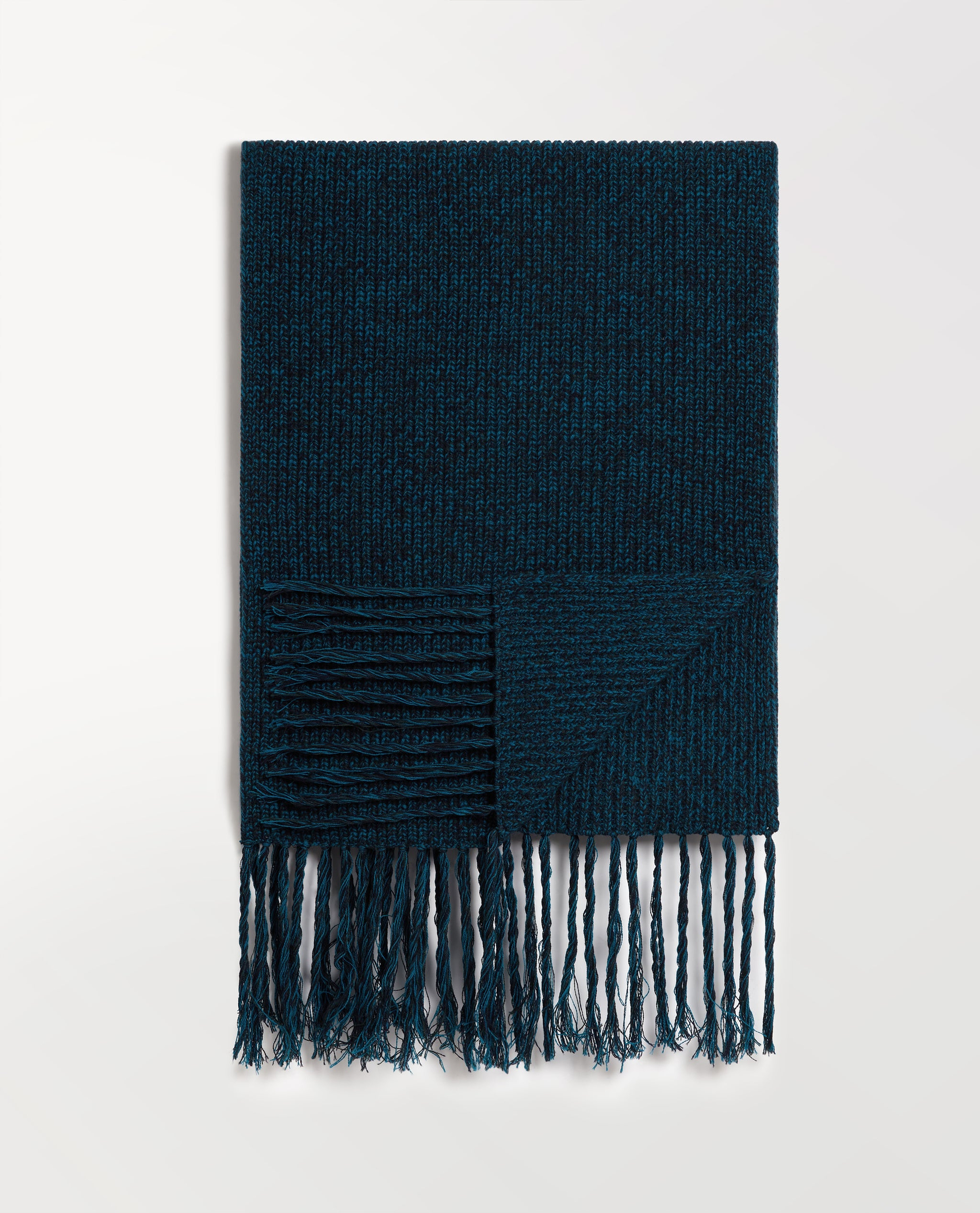 Cashmere Merino Twisted Fringe Wrap - Mood Indigo Moulinee