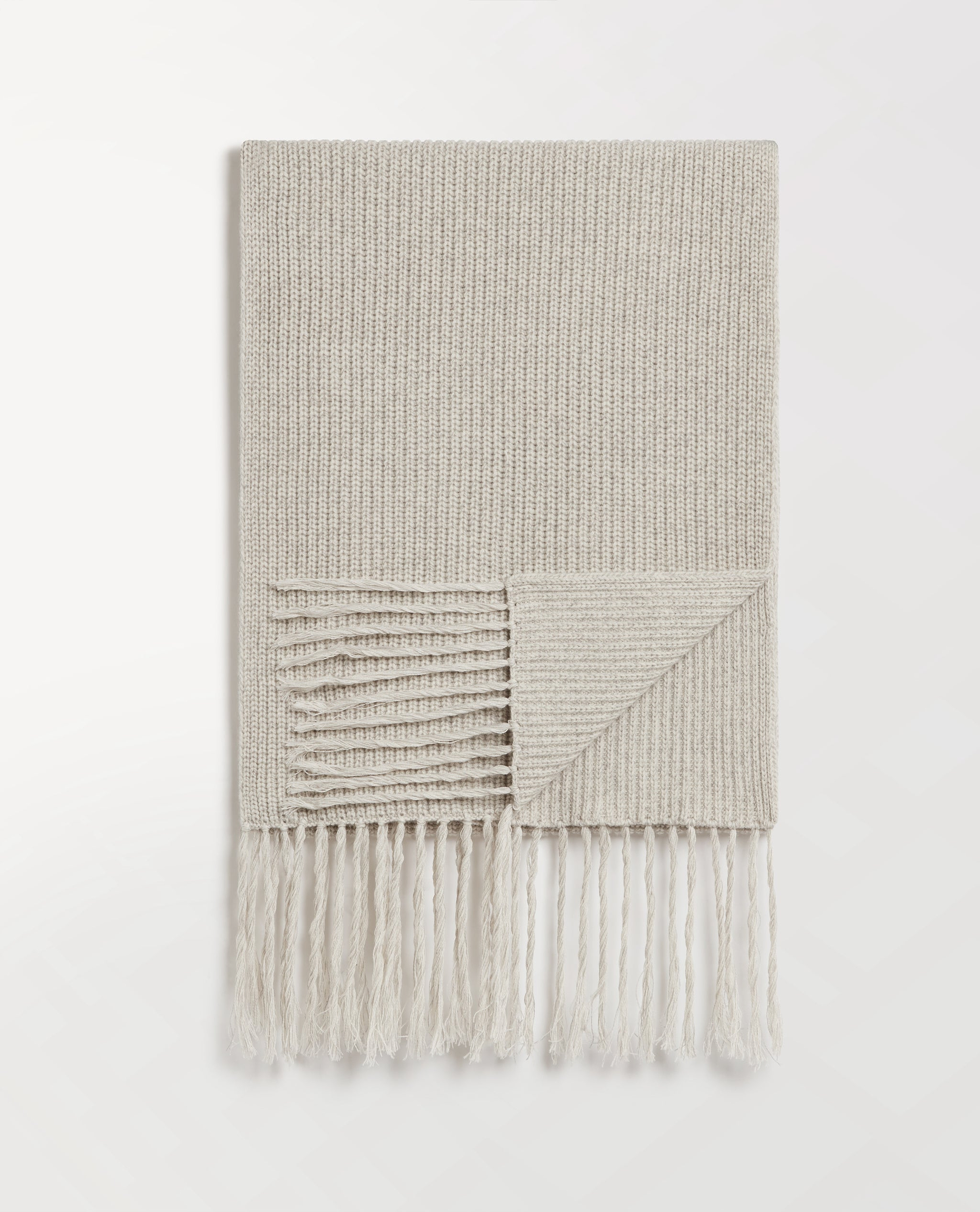 Cashmere Merino Twisted Fringe Wrap - Travertine Moulinee