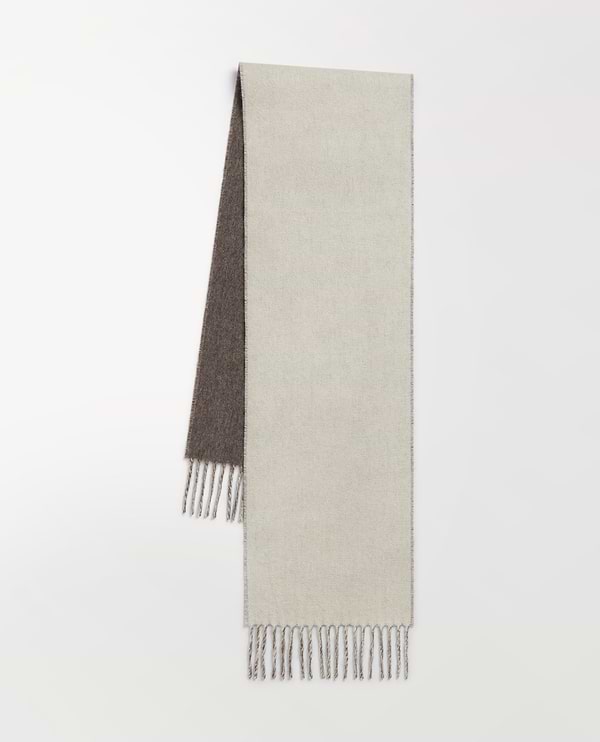 Double Faced Finest Cashmere Cravat - Mole/Buttermilk