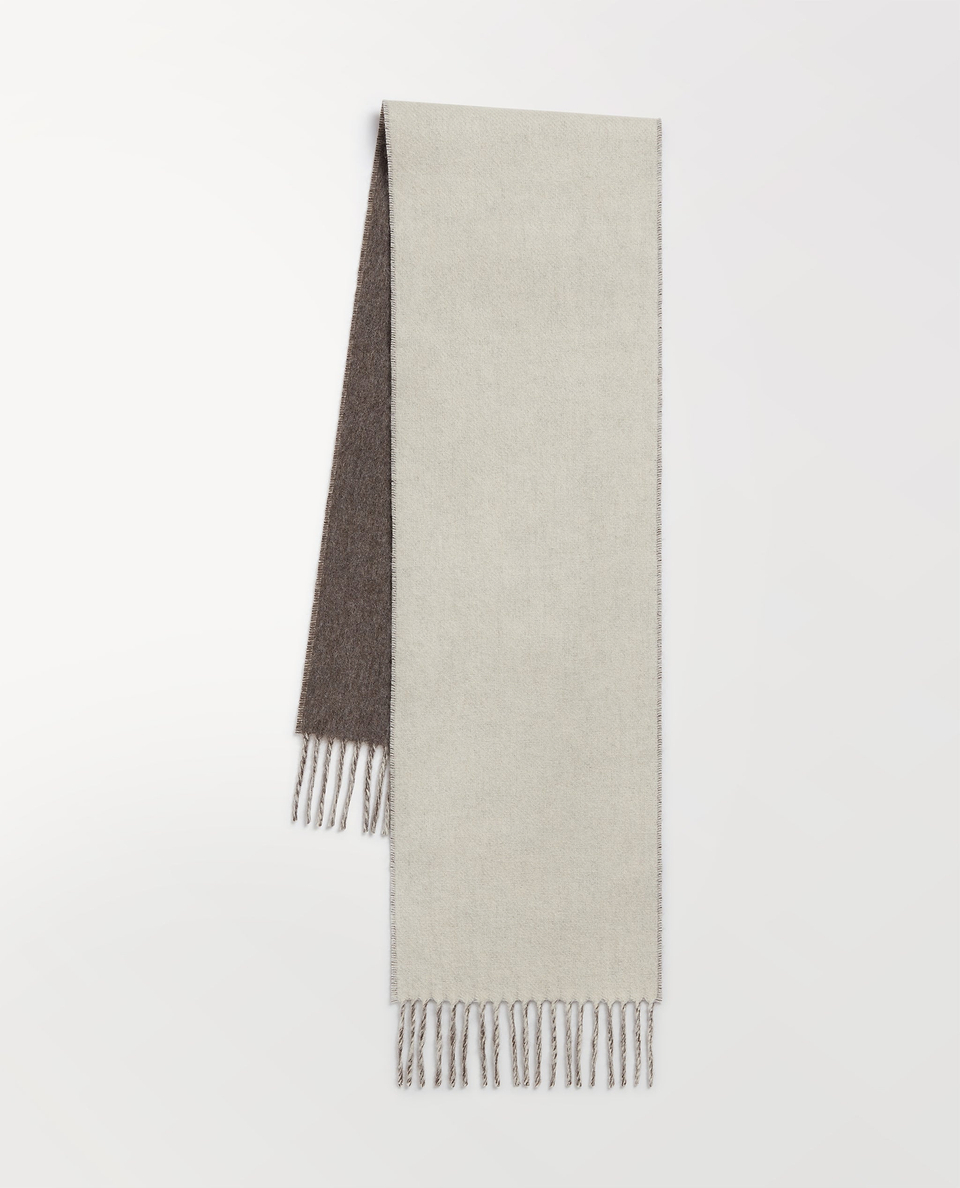 Double Faced Finest Cashmere Cravat - Mole/Buttermilk