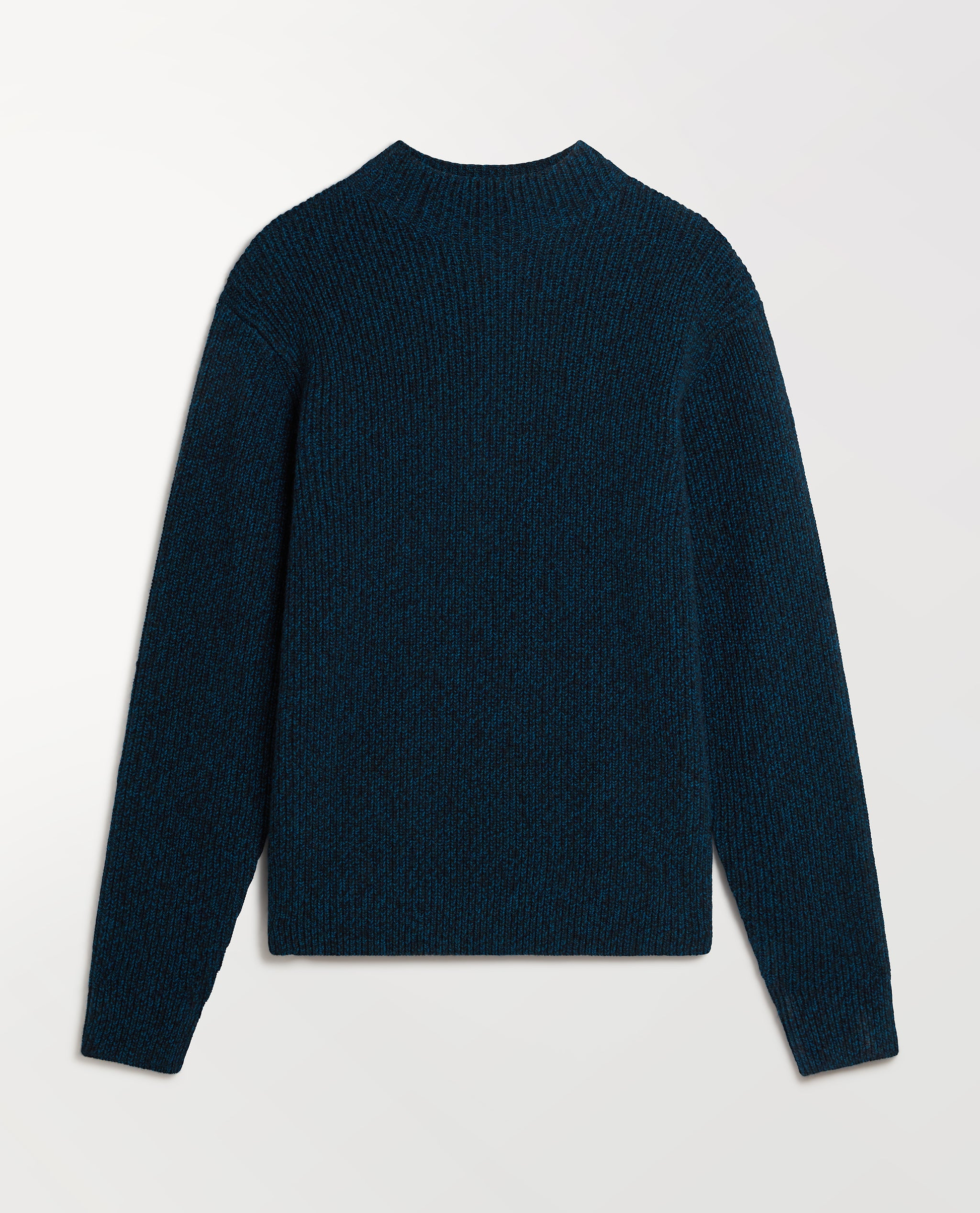 Men's Cashmere Merino Stand Neck Jumper - Mood Indigo Moulinee