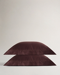 Soft & Smooth Cotton Sateen Oxford Pillowcase Set - Umber Deep Clay Piping