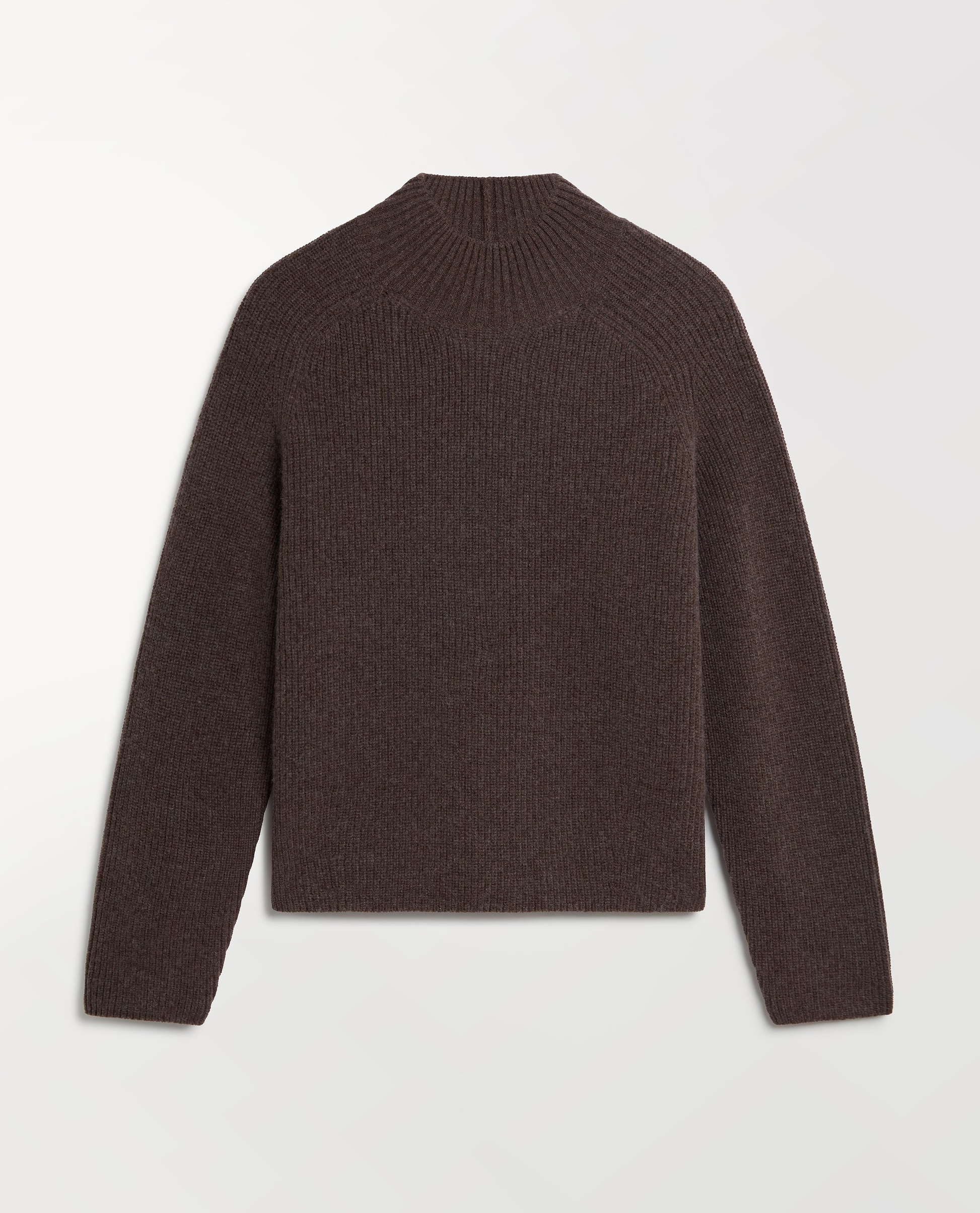Women's Cashmere Merino Ribbed High Neck Jumper - Chocolate