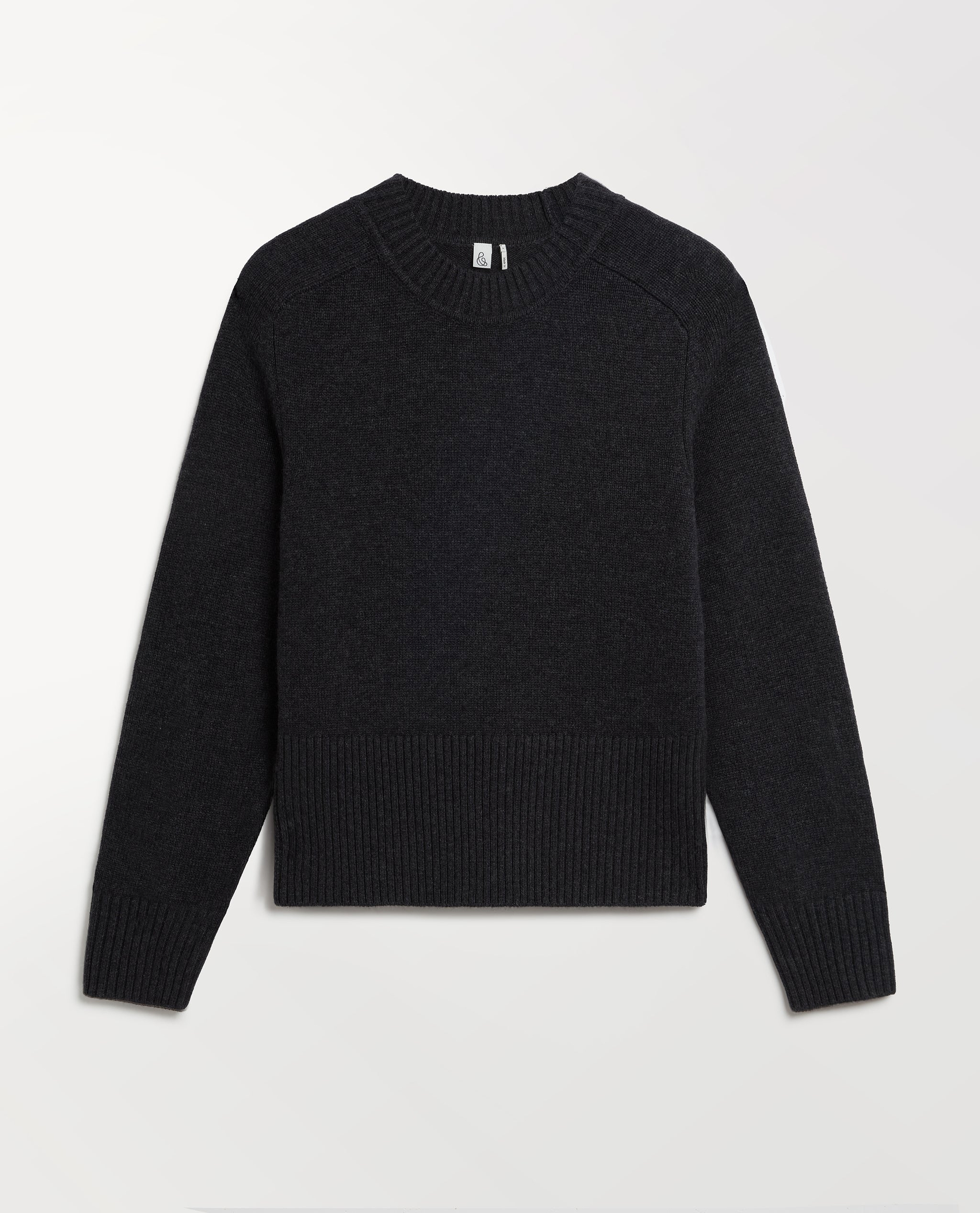 Women's Cashmere Merino Saddle Sleeve Crew Neck Jumper - Charcoal