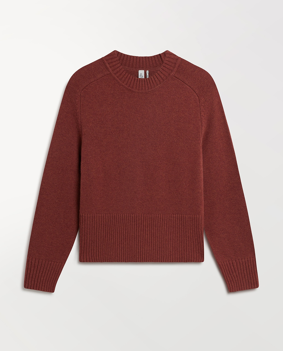 Women's Cashmere Merino Saddle Sleeve Jumper - Deep Clay