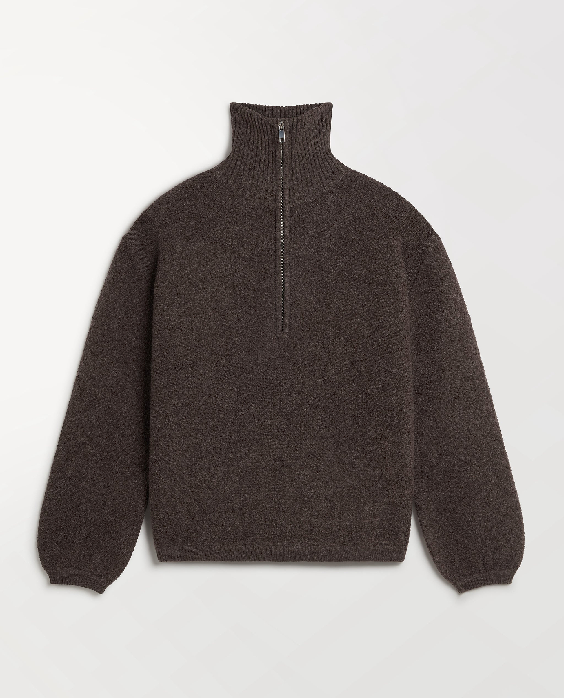 Women's Merino Wool Loop Knit Funnel Neck Jumper - Chocolate