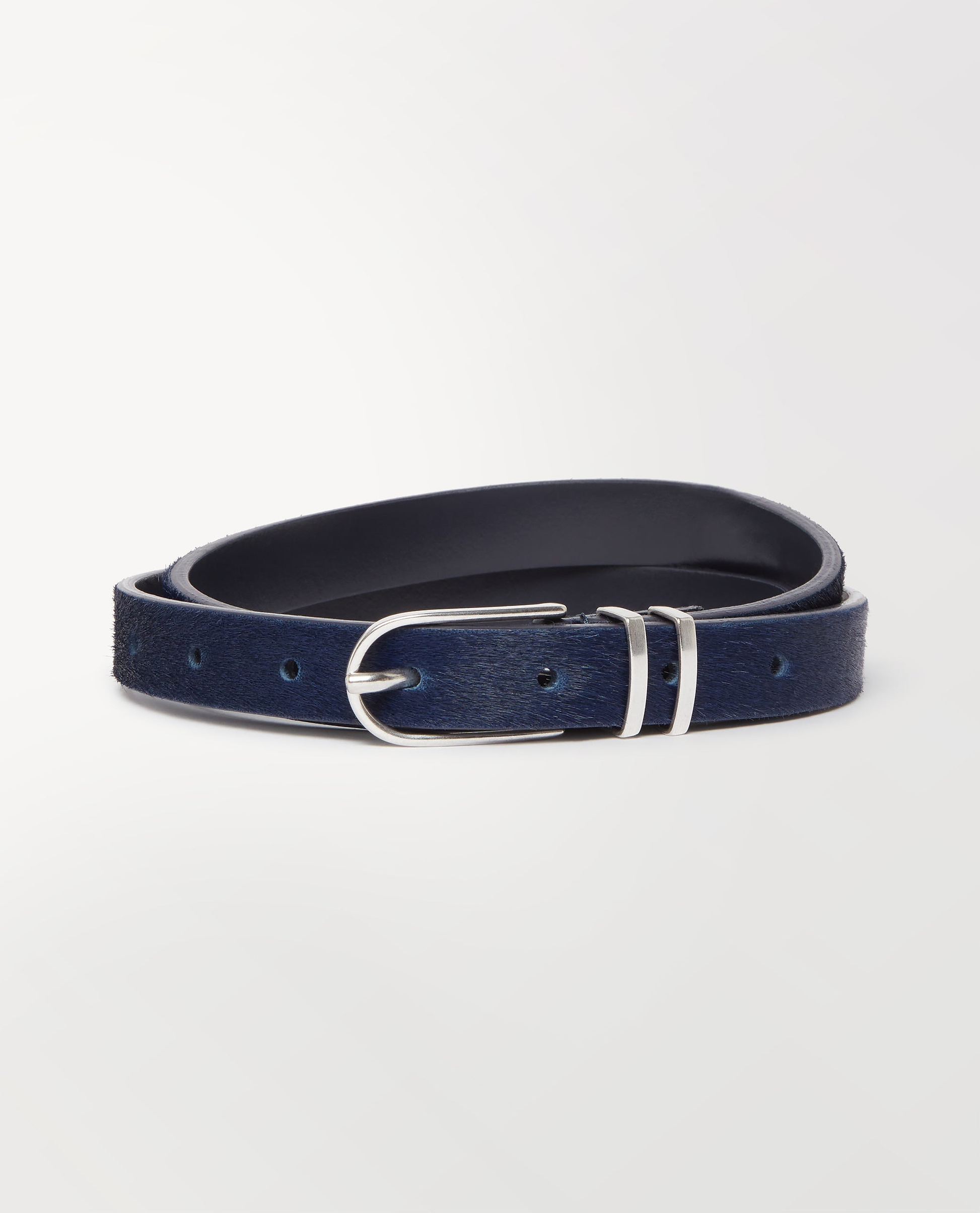 Women's Skinny Pony Hair Belt - Navy