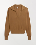 Women's TENCEL™ Cashmere Open Collar Polo - Deep Camel