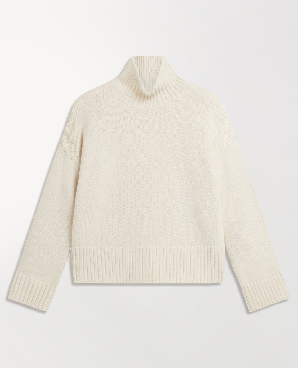 Women's Wool High Neck Jumper - Buttermilk