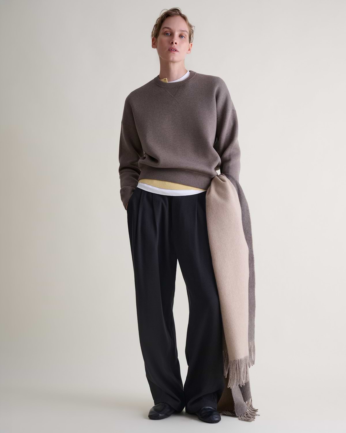 Women's Merino Cotton Reversible Sweatshirt - Mole/Walnut