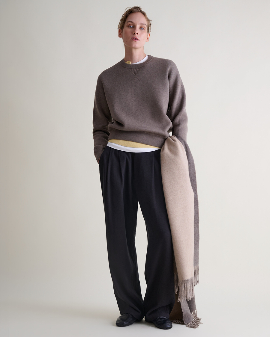 Women's Merino Cotton Reversible Sweatshirt - Mole/Walnut