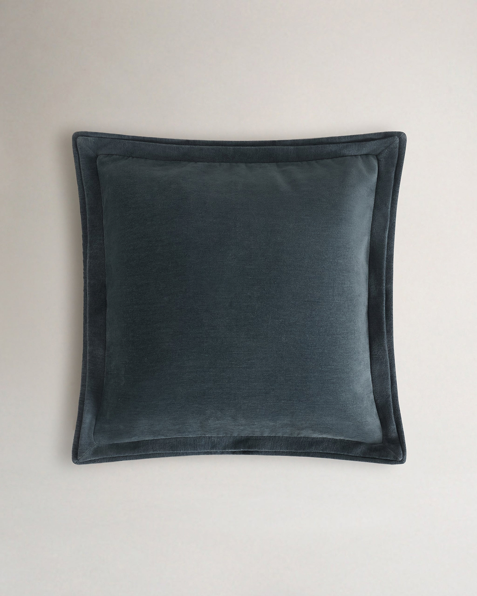 Cotton Chenille Square Cushion Cover - Mineral Blue