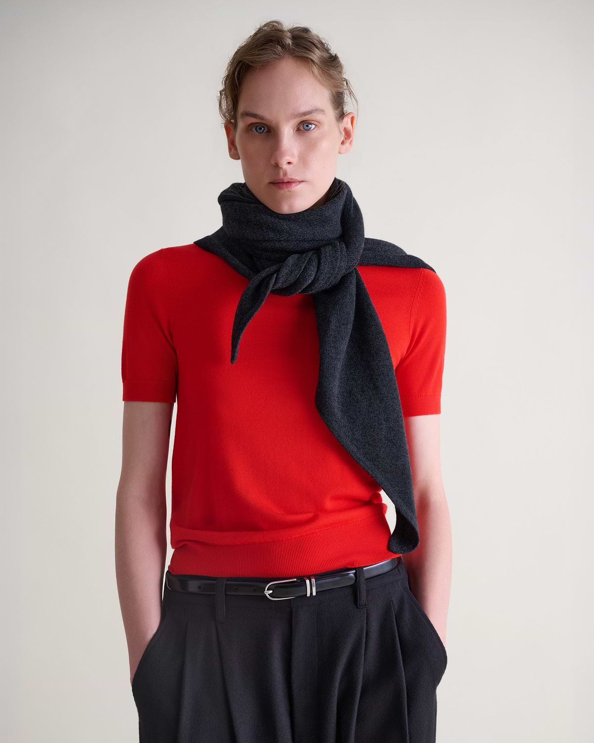 Women's Cashmere Merino Bandana - Charcoal