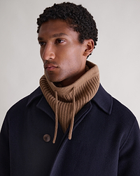 Cashmere Merino Drawstring Snood - Camel