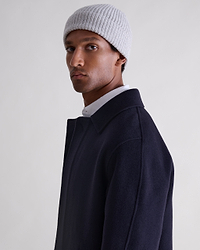Men's Cashmere Merino Ribbed Knit Beanie - Travertine Moulinee