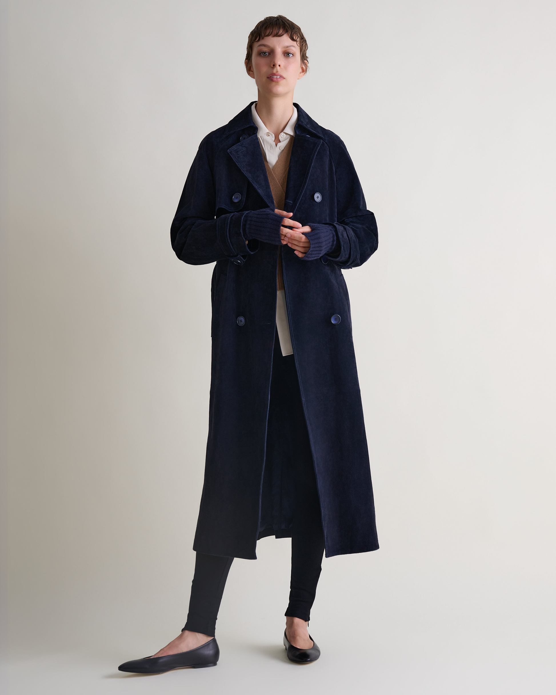 Women's Cashmere Wool Wrap Coat - Charcoal
