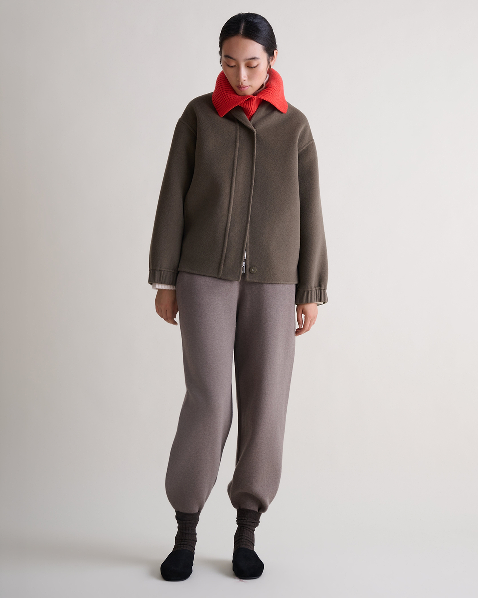 Women's Cashmere Merino Ribbed Collar - Poppy