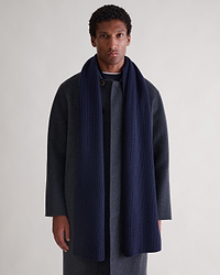 Men's Cashmere Merino Ribbed Scarf - Mood Indigo