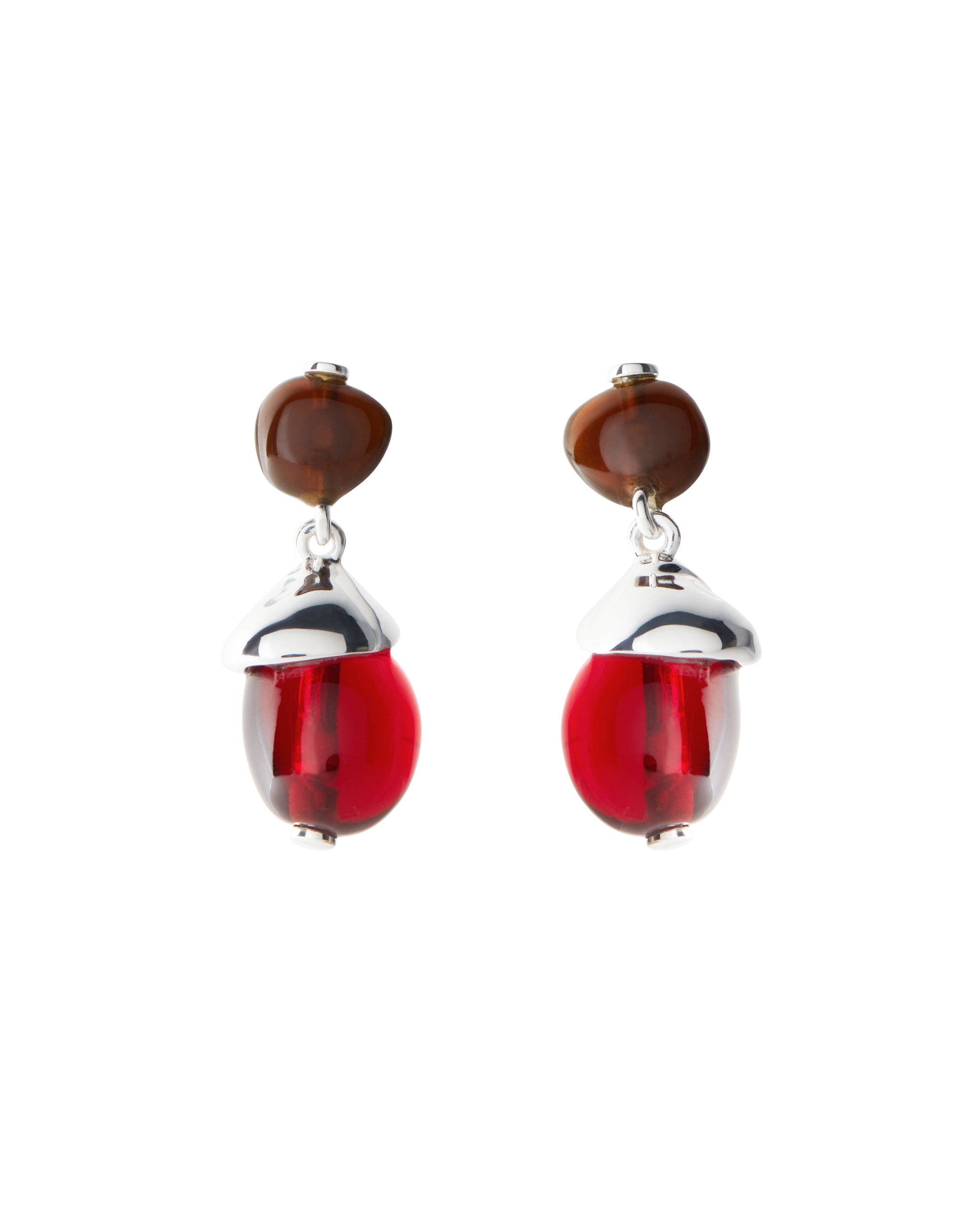 Image 1 of 2 showing Early Bird - Red Resin & Recycled Silver Earrings