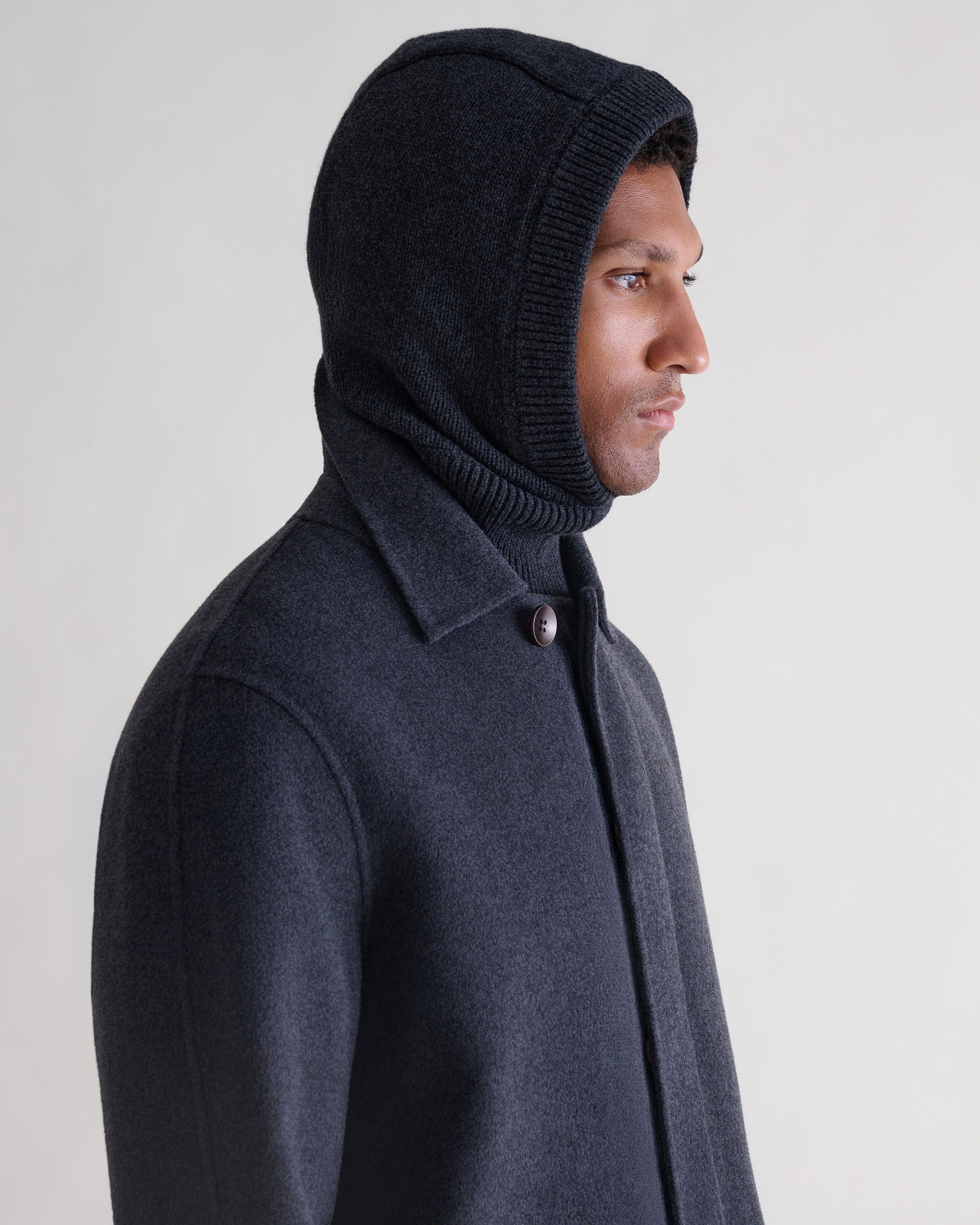 Men's Cashmere Merino Knitted Hood - Charcoal