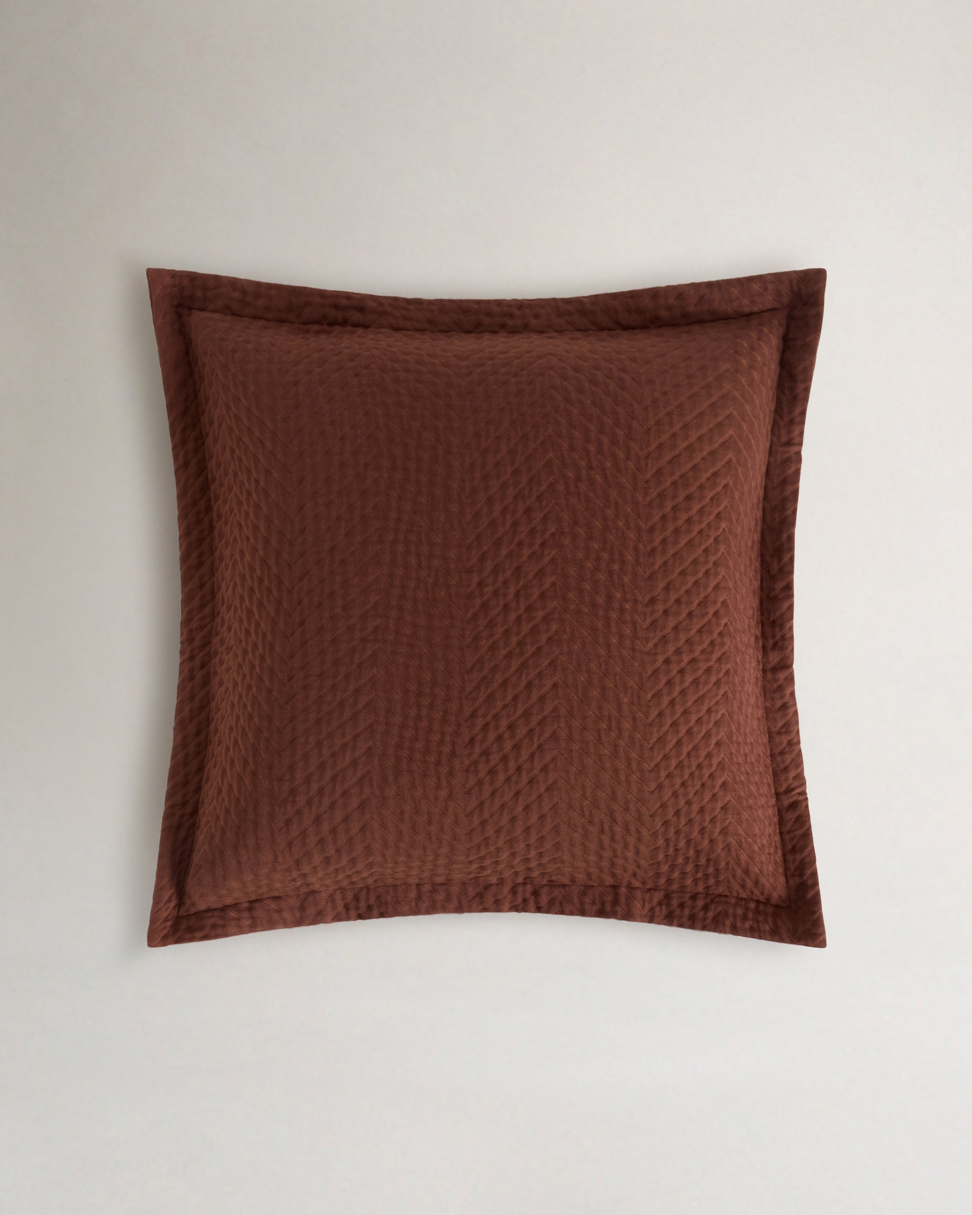 Image 1 of 2 showing Organic Cotton Herringbone Cushion Cover - Cinnamon