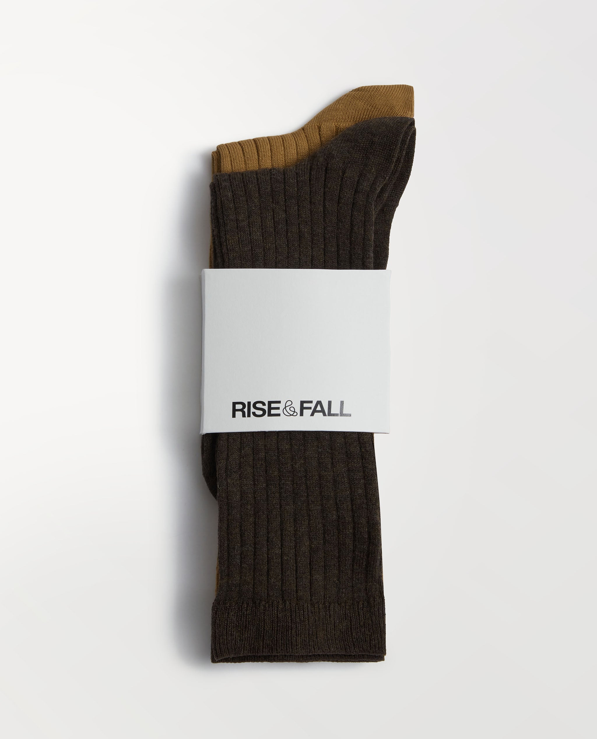 Women's Cotton Ribbed Socks (Pack of 2) - Chocolate/Camel