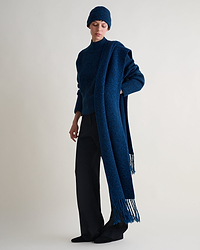 Cashmere Merino Twisted Fringe Wrap - Mood Indigo Moulinee