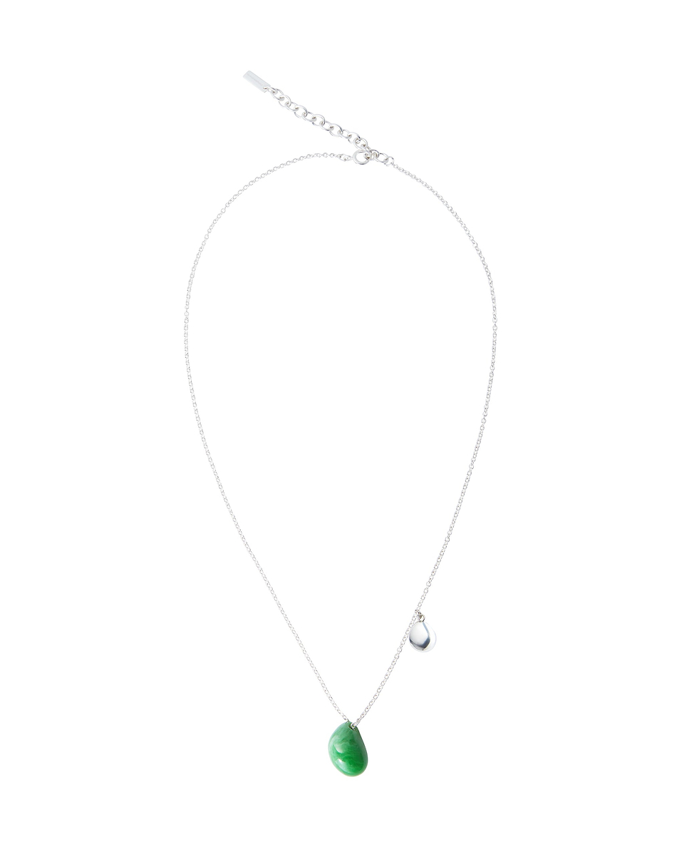 Image 1 of 3 showing Flint - Green Resin & Silver Plated Brass Necklace