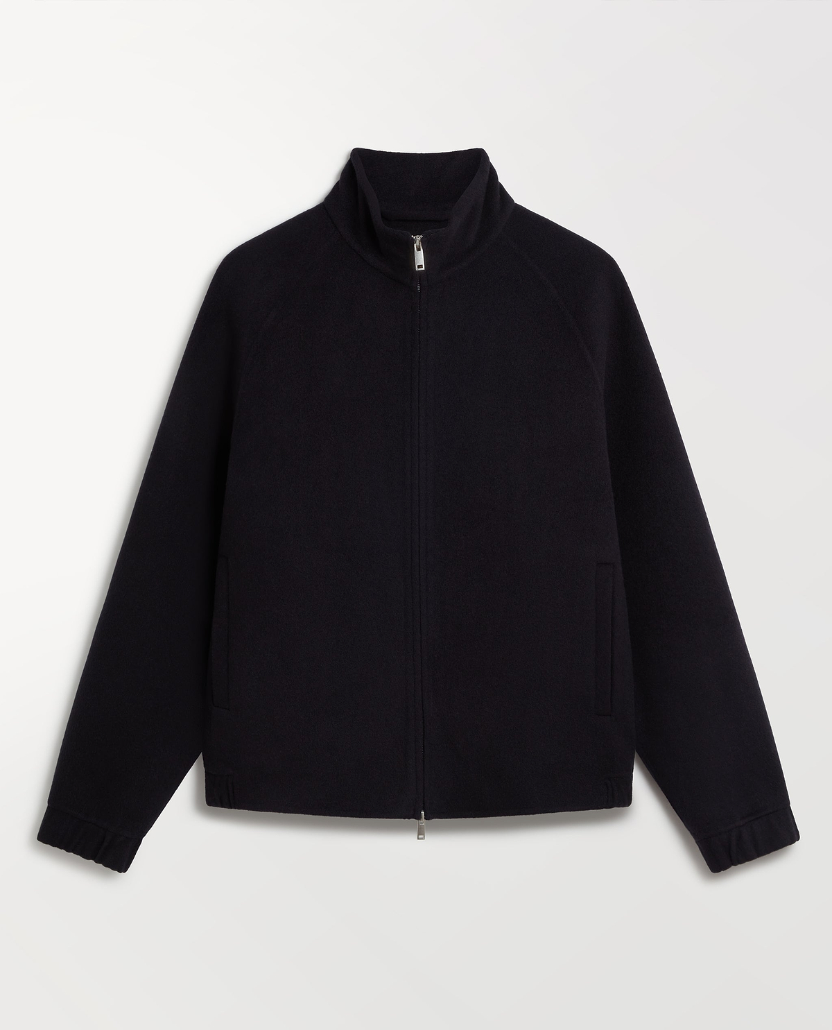 Men's Cashmere Wool Double Faced Bomber Jacket - Navy