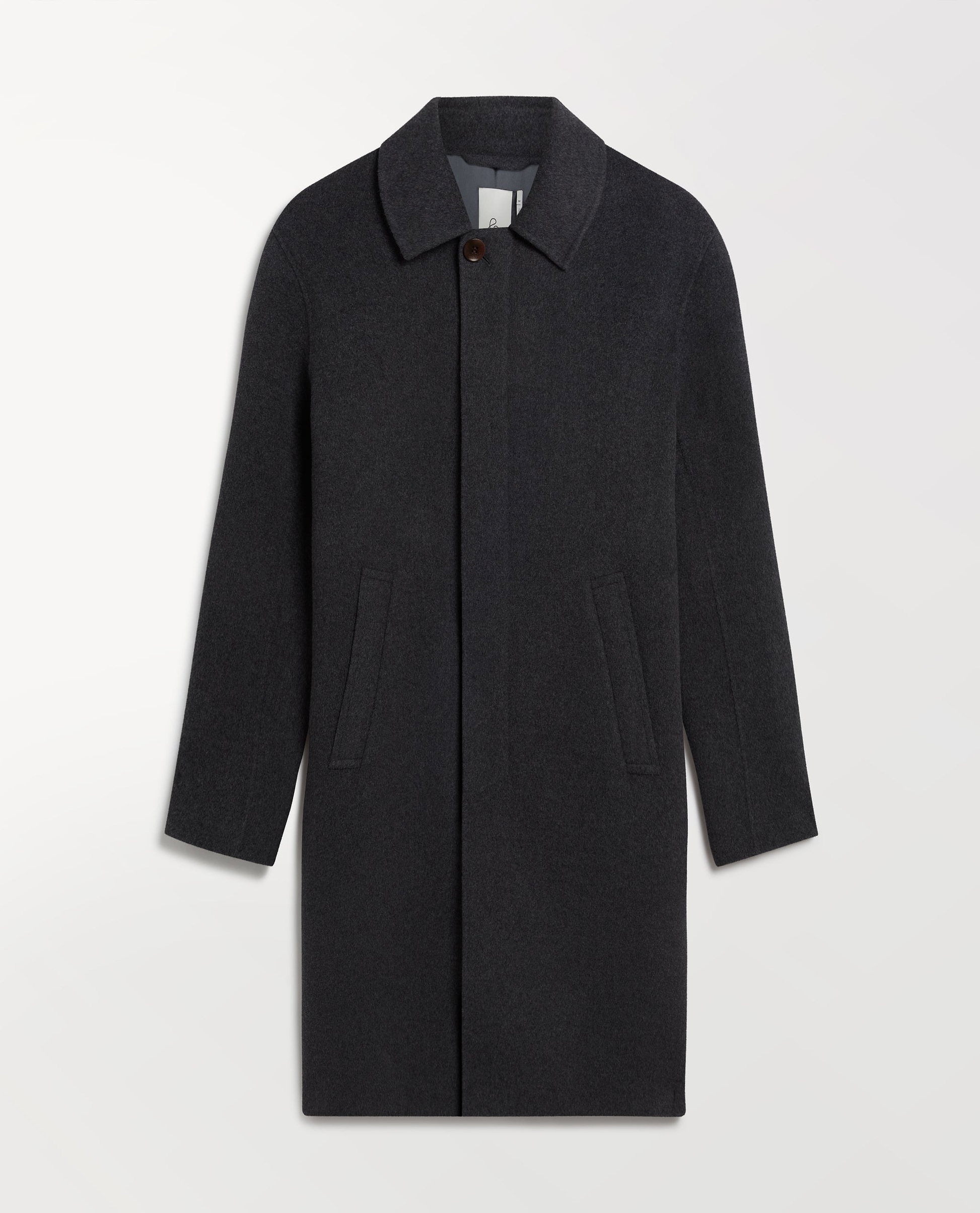Men's Cashmere Wool Double Faced Wool Car Coat - Charcoal