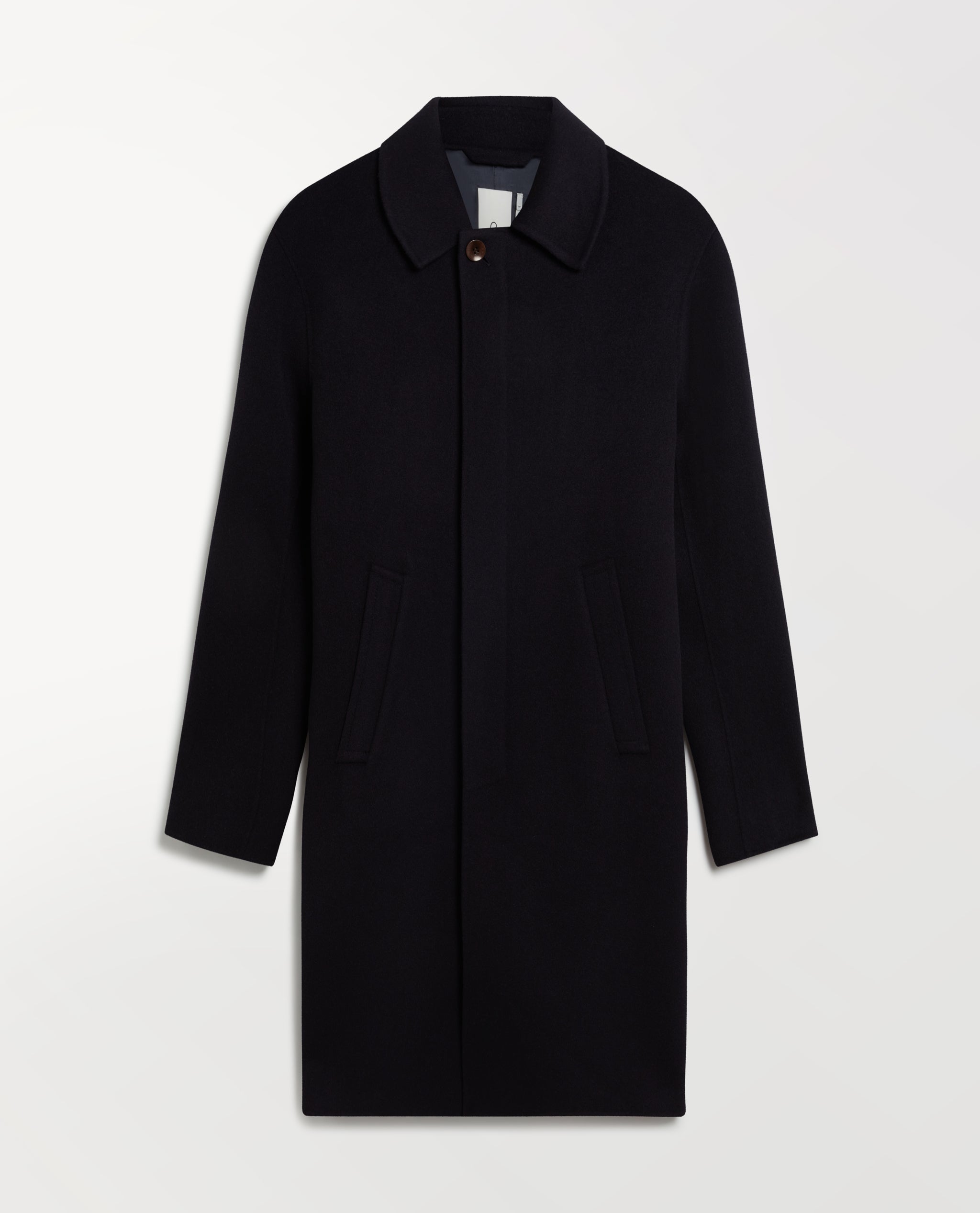 Men's Cashmere Wool Double Faced Car Coat - Navy