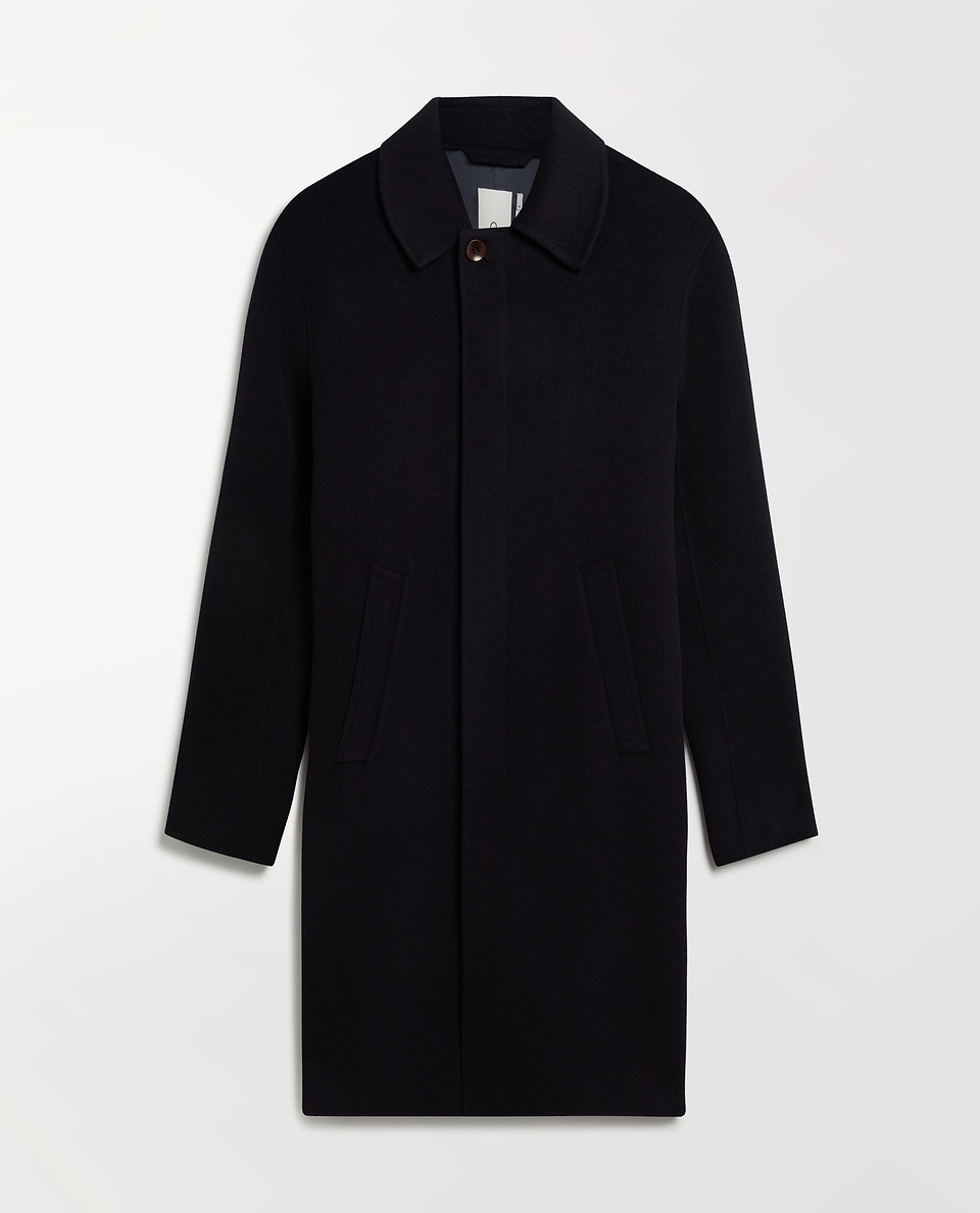 Men's Cashmere Wool Double Faced Car Coat - Navy