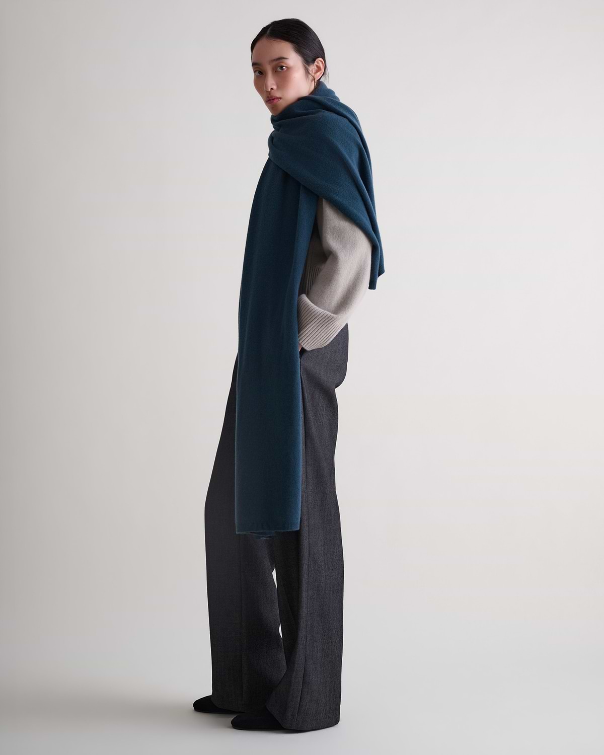 Oversized Finest Cashmere Wrap - Kelp