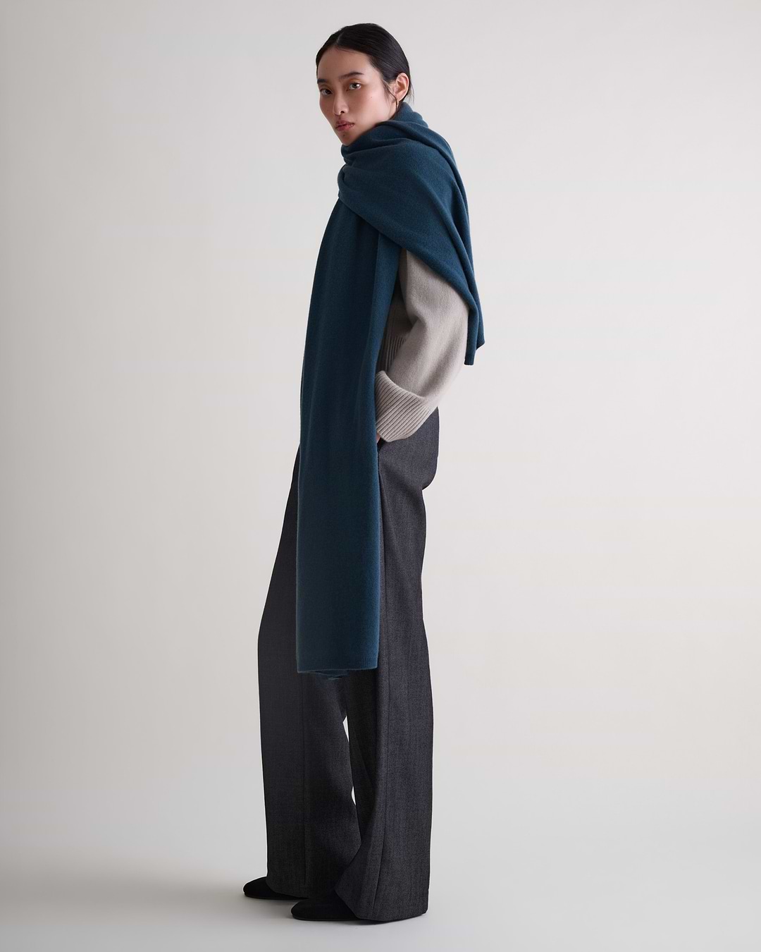 Oversized Finest Cashmere Wrap - Kelp