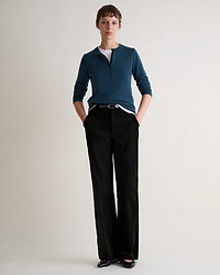 Women's Cashmere Merino Henley Jumper - Kelp