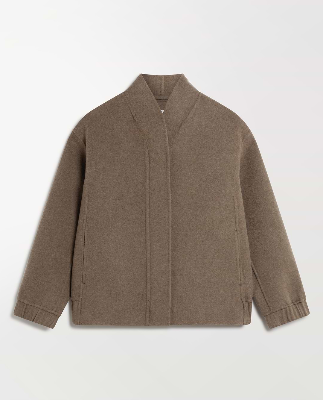 Women's Cashmere Wool Double Faced Bomber Jacket - Loam