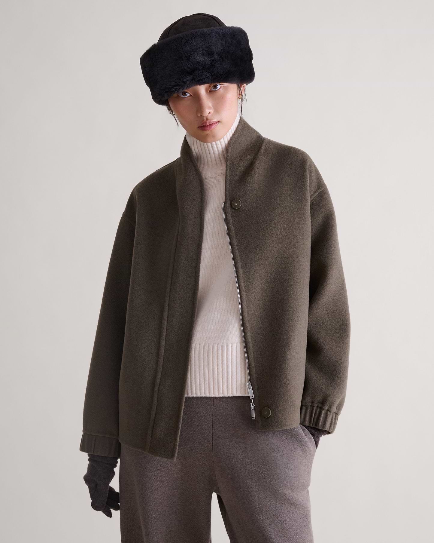 Women's Shearling Hat - Espresso