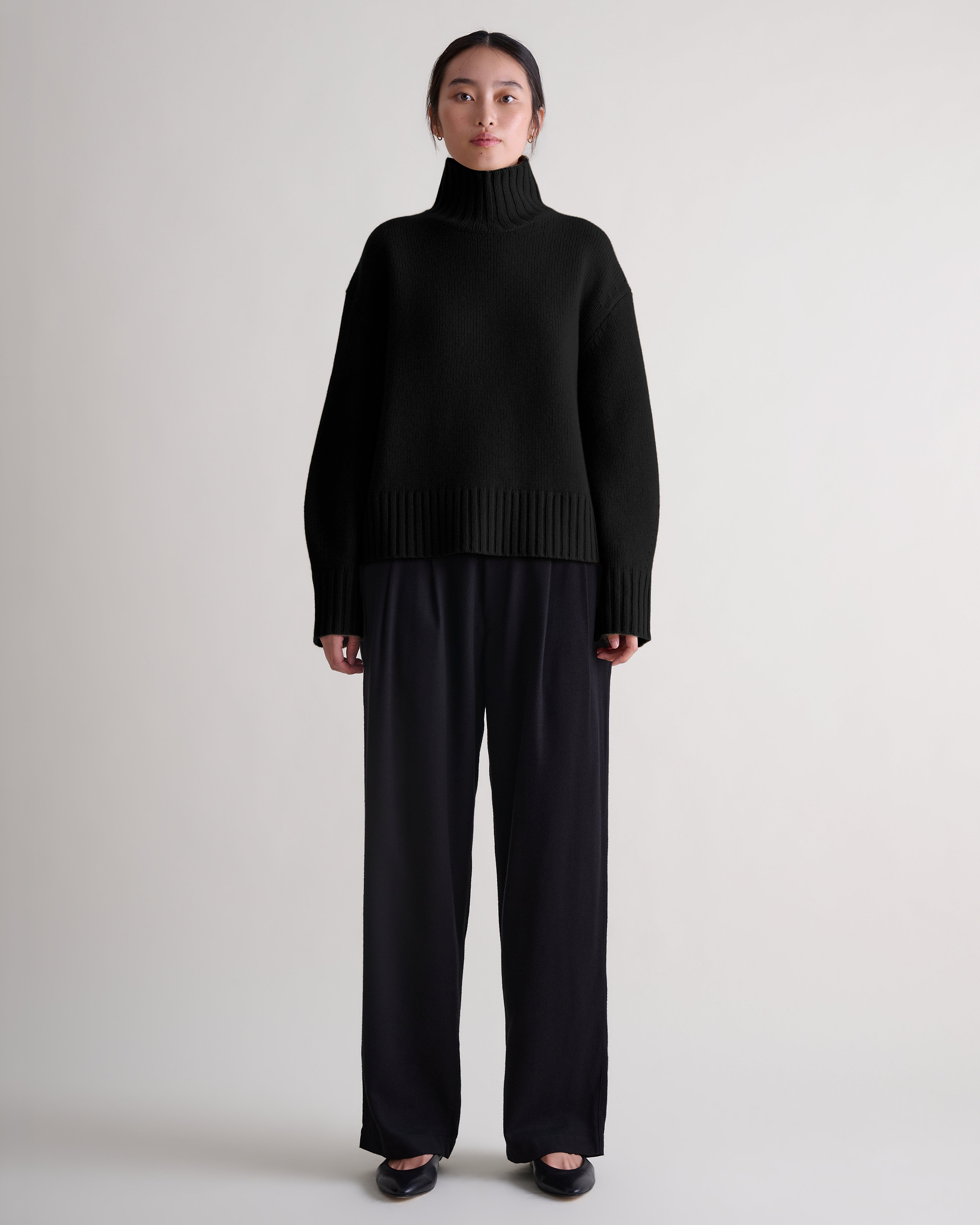 Women's Finest Cashmere High Neck Jumper - Black